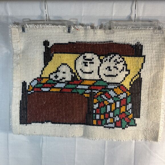 Peanuts‎ Snoopy Charlie Brown And Linus 70s Latch Hook 27”x20” Vintage - Picture 4 of 4